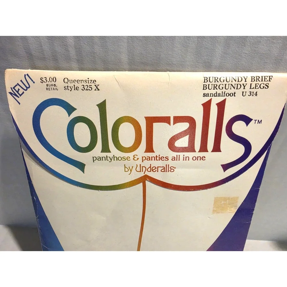 Vintage 1983 Coloralls Queensize sandalfoot pantyhose Burgundy 
